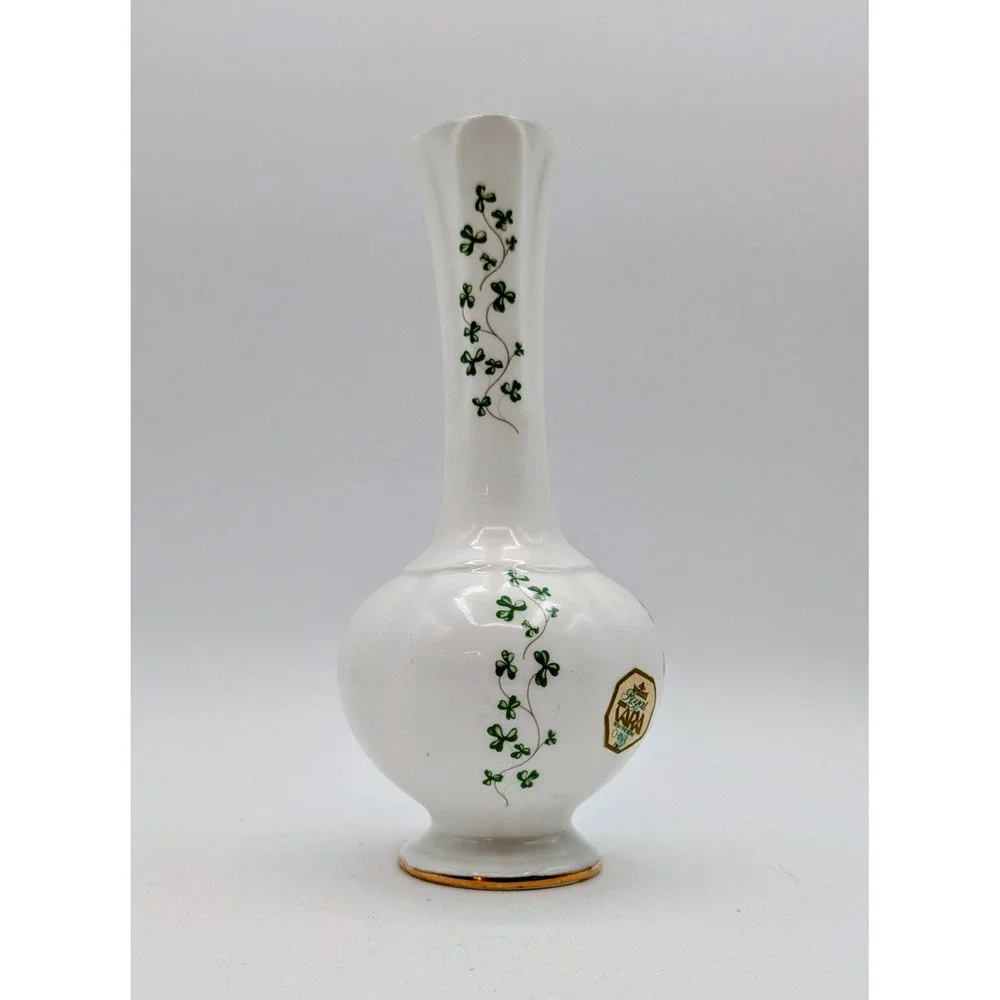 Royal Tara Irish Fine Bone China Bud Vase Shamrock Tara Hall Galway Ireland Gold